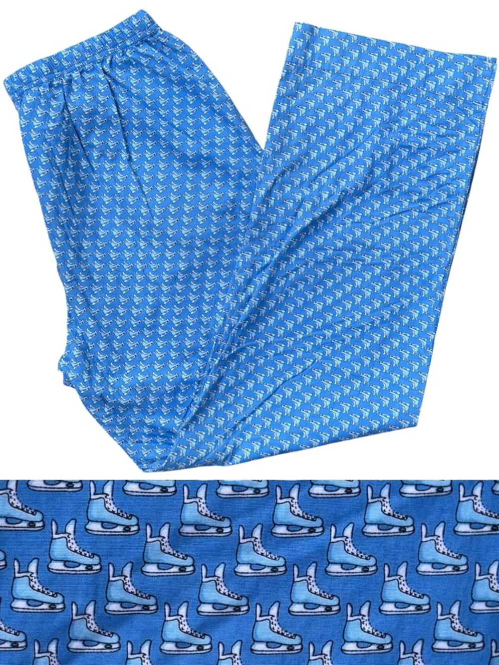 VINEYARD VINES ICE SKATE HOCKEY 1L0053 BLUE COTTON DRAWSTRING PAJAMA PJ BOTTOMS